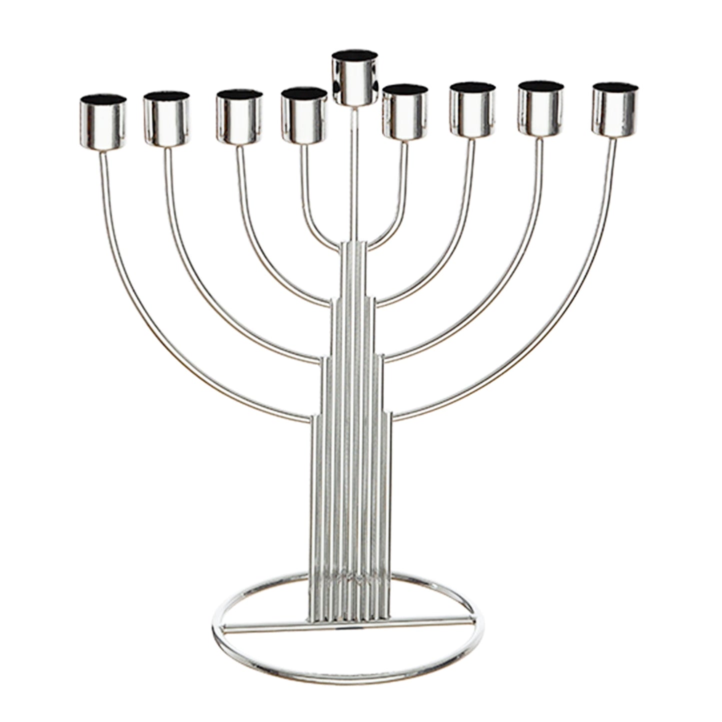 Silver Metal Hanukkah Menorah - Classic Design