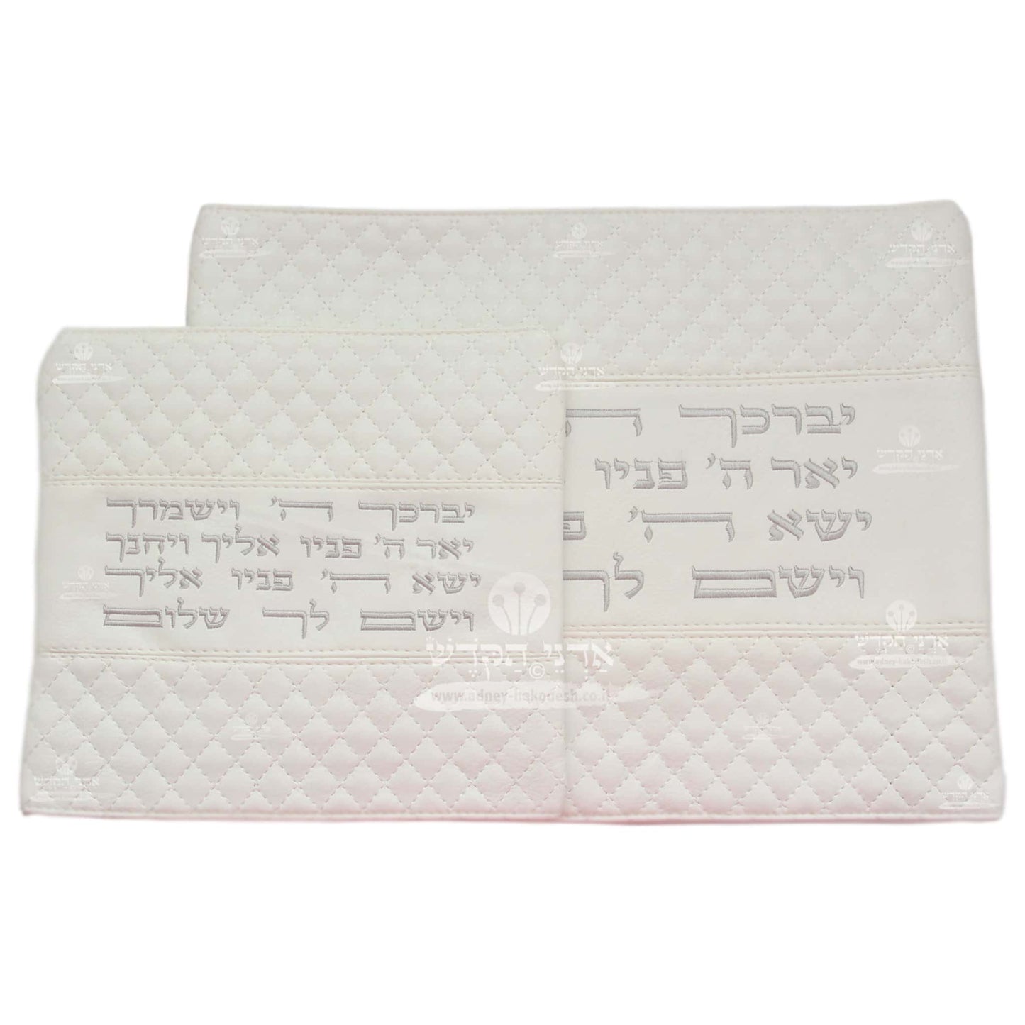 סט נרתיקים לטלית ותפילין - דמוי עור בגוון שמנת בהירה