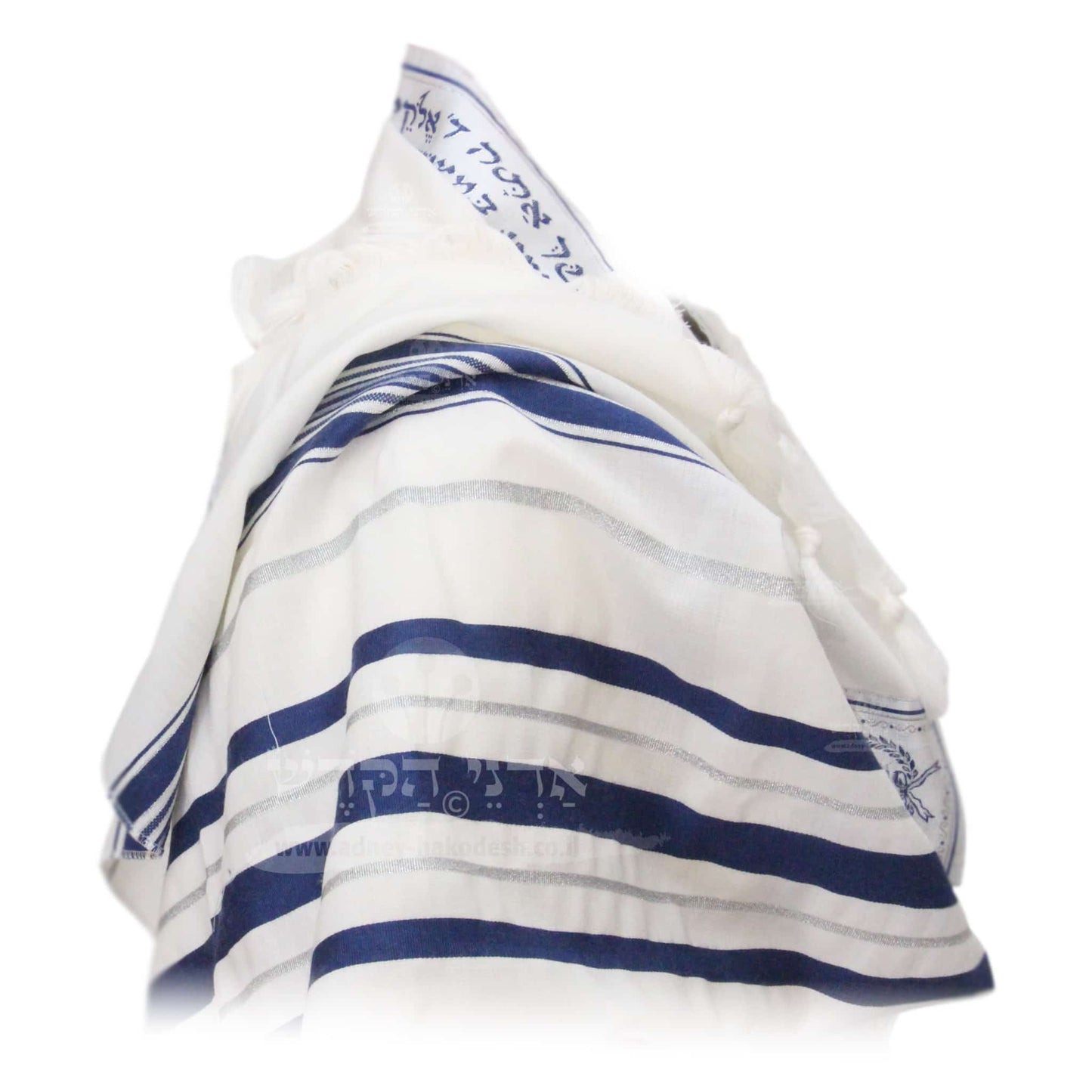 טלית "צמר א.א." כחול כסף