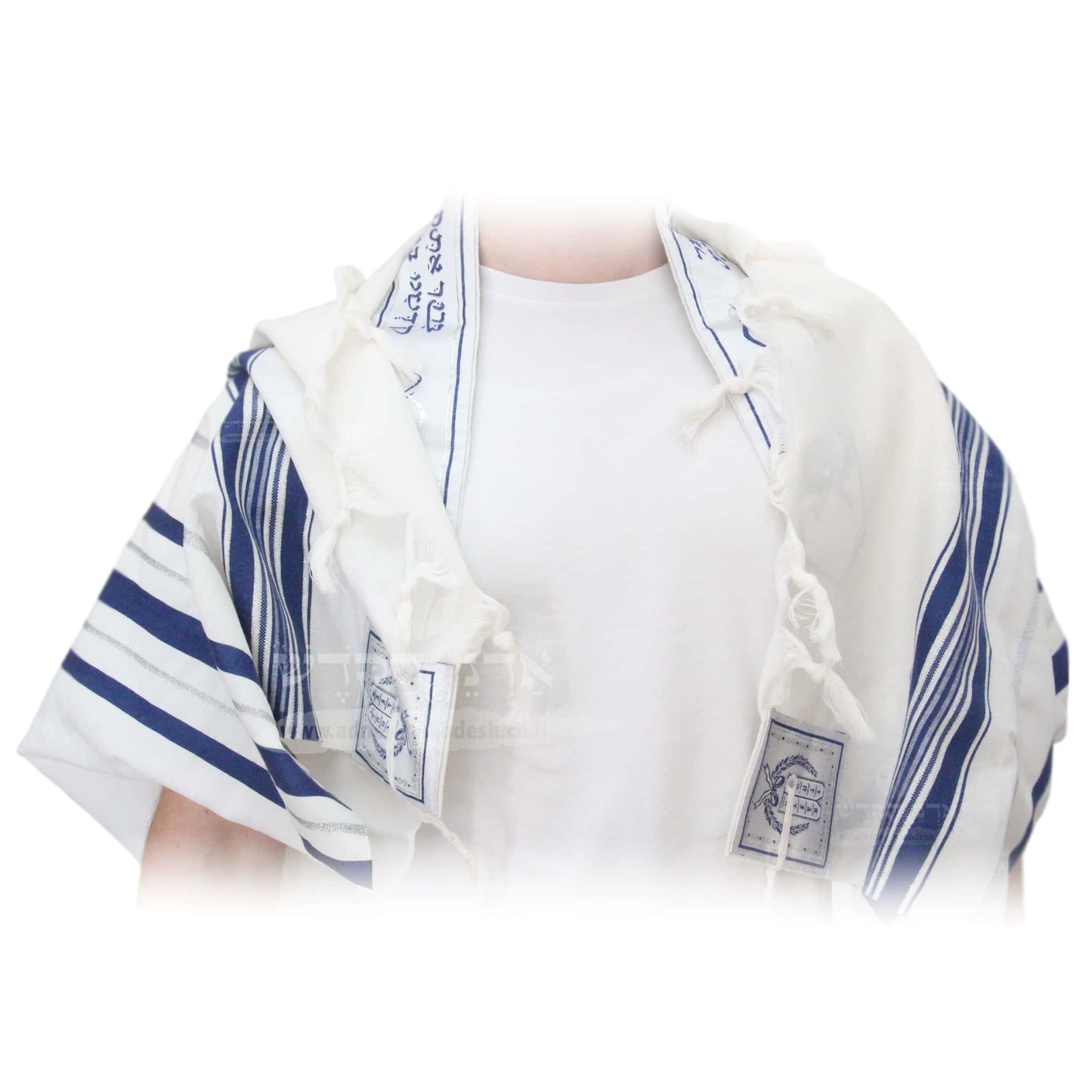 טלית "צמר א.א." כחול כסף